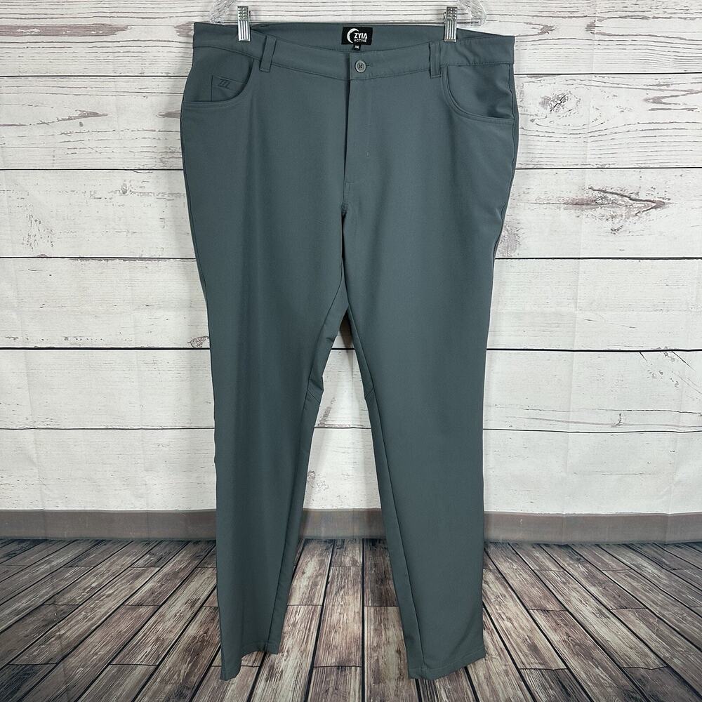 Zyia Pants Mens XXl Gray Chino Stretch Active Office Golf Business Casual Light